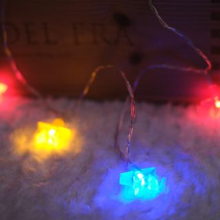Гирлянда светодиодная Звездочки 1,5 м, 10 LED, прозрачный ПВХ, цвет свечения мультиколор, 2 х АА (ба